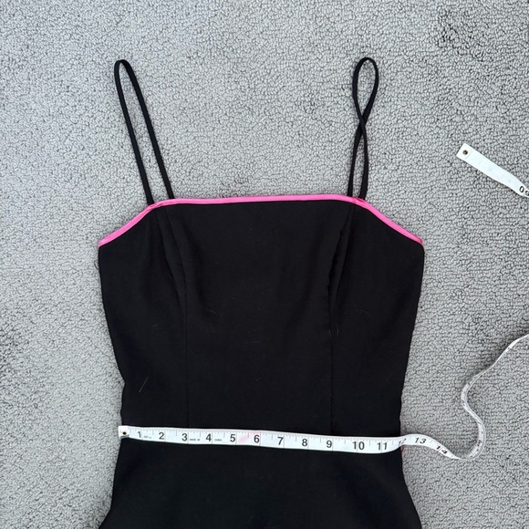 Vintage VTG Y2K Black Pink Trim A Line Tulle Midi Knee Length Dress Steppin Out - Picture 13 of 13